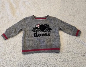 Baby Roots Canada Heather Gray Crew Neck Long Sleeve Sweatshirt Size 3-6M - Picture 1 of 10