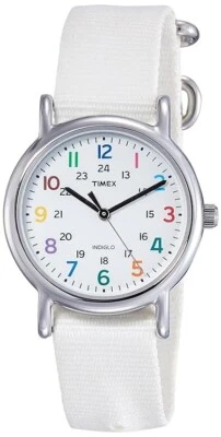 Timex T2N837, Women's Weekender White Nylon Strap Watch, Indiglo, 31MM Case, NEW - Image 1 of 4