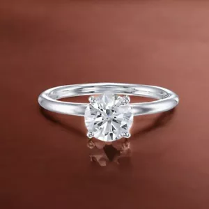 Fede Nuziale Donna 1 Ct Taglio Tondo IGI Laboratorio Diamante Coltivato Oro Bianco Massiccio 18k - Foto 1 di 9