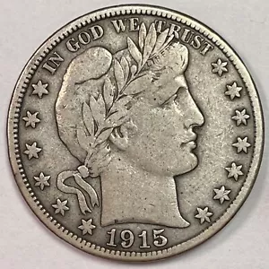 1915-D Barber Half Dollar Very Fine VF Coin #18622 - Picture 1 of 3
