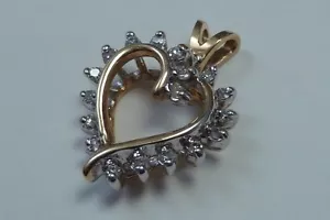 14K Gelbgold herzförmiger Anhänger mit Diamanten - Bild 1 von 4