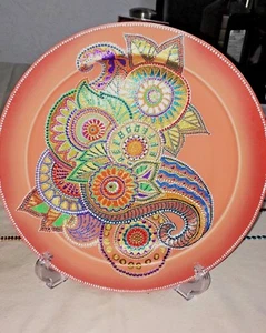 Gift Decorative Glass Plate "Mandala" - Hand Painted Home Decor Point-to-Point - Picture 1 of 1