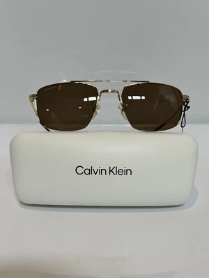 NIB Calvin Klein CK22111TS 717 Gold Titanium Brown Sunglasses 56mm - Image 1 of 4