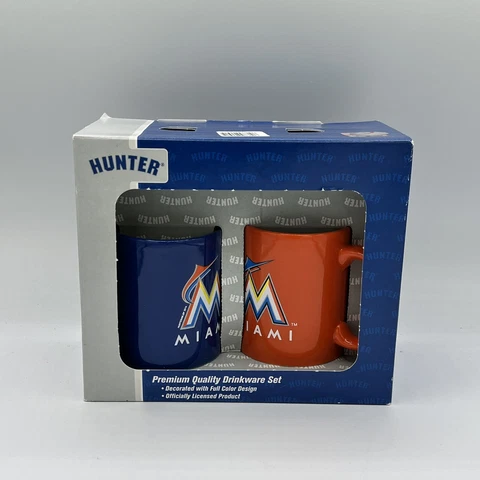 Miami Marlins MLB Officially Licensed Hunter 2pk Coffee Tea 12oz Mug Set Cover