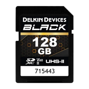 Delkin DSBV6128 128GB BLACK UHS-II V60 SDXC Memory Card - Picture 1 of 4
