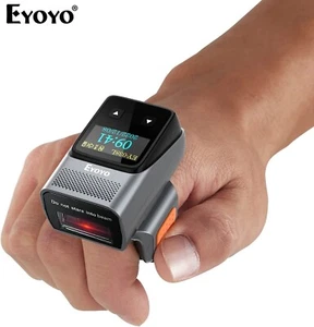 Eyoyo 1D Laser Barcode Scanner with Display Wearable Finger Ring Wireless Reader - Picture 1 of 10