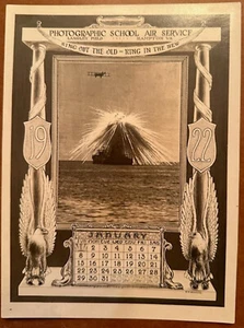 Official Photographic School Air Service January 1922 Calendar heavy paper photo - Picture 1 of 1