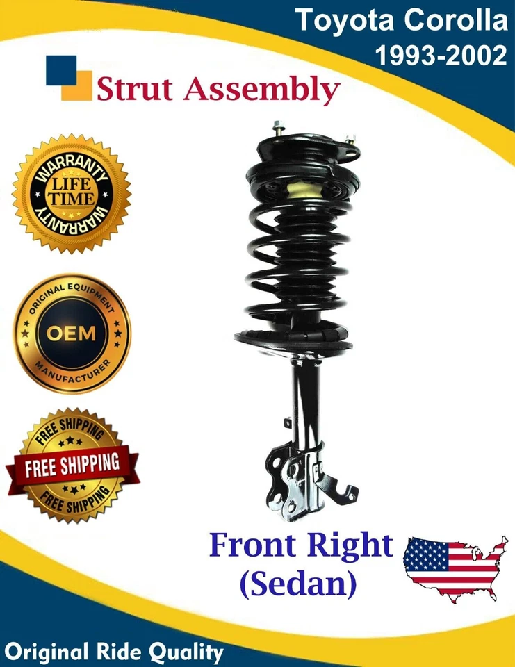 Nuevo puntal delantero derecho OE para Toyota Corolla 1993-2002 1,6 L 1,8 L garantía de por vida Foto 1 de 4