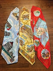 3 Vintage Italian Souvenir Head Scarves Made in Italy. - Picture 1 of 6