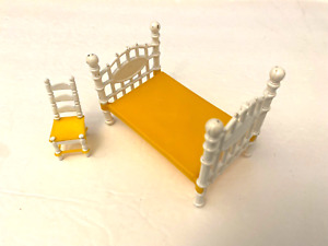 Vintage Miniature Dollhouse Bed and Chair Set by Mattel