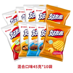 好丽友好友趣薯片45克*10袋 韩国泡菜土豆薯条膨化有趣零食 Hao Li you Hao you qu potato chips - Picture 1 of 11