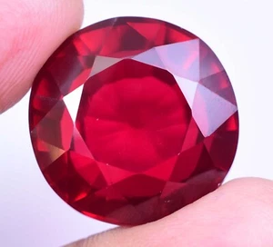 57.15 Ct Natural Mozambique Blood Red Ruby Certified Flawless Round Cut Gemstone - Picture 1 of 5