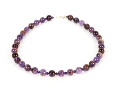 Природа аметист гладкий круглый драгоценных камней бисер ручной работы ожерелья 18'' женщин подарок - Изображение 1 из 4