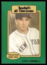 1987 HYGRADE ALL-TIME GREATS CARL HUBBELL NEW YORK GIANTS #NNO