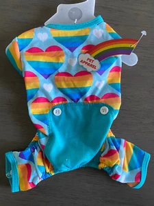 PET APPAREL VALENTINES DAY PAJAMAS -RAINBOW HEARTS Puppy/Dog SMALL NWT - Picture 1 of 2