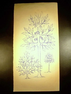  Boceto a tinta original del árbol de la vida de renombre mundial C. Schattauer Kelm  Foto 1 de 4