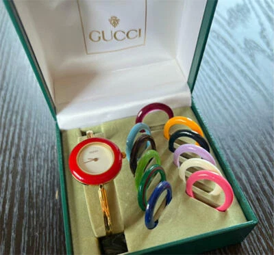 Gucci Change Bezel 12 Colors White/Gold Second hand Japan quartz plating Japan  - Image 1 of 4