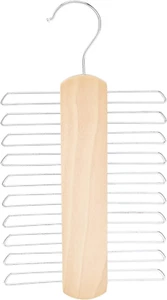 Amazon Basics 2-Pack Wooden Tie Hanger & Belt Rack - 20 Bars, Natural Finish - Picture 1 of 6