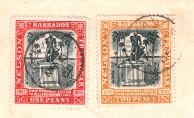BARBADOS 1906 *NELSON CENTENARY* 2d 1d Cover Front Registered St Vincent YX184 - Image 1 of 4