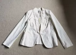NWT Womens Jacket-LC LAUREN CONRAD-white floral jacquard blazer Cottagecore-10 - Picture 1 of 5