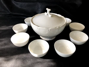 Vintage Bone China Miso Suppenschüssel mit Deckel - fasst 2 c und 9 Sipper Tassen - 1/4 c - Bild 1 von 14