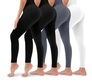 BLUEMAPLE 4 Pack WOMENS LEGGINGS BUTT LIFT HIGH WAISTED TUMMY CONTROL SMALL/MED - Picture 1 of 4