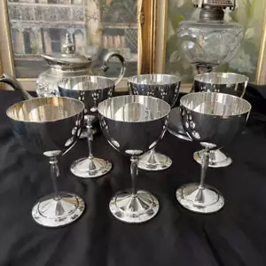 Silver Plated Vintage Wine Goblets - Picture 1 of 5