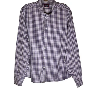 UNTUCKit Light Purple Check Gingham Button Down Shirt Mens Size Large - Picture 1 of 9