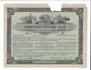 PENNSYLVANIA 1928 Ashbourne Country Club Stock Certificate #40 Cheltenham Golf - Picture 1 of 2