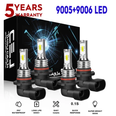 LED Headlight High Low Bulbs Kit For Saturn SL SL1 SL2 Base Sedan 1.9L 1991-2002 - Image 1 of 4