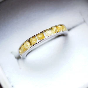 Anillo de compromiso de diamantes crudos amarillos naturales anillo de plata ... - Imagen 1 de 10