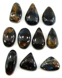 95,35 kt natürlicher goldblauer Pietersit loser Edelstein Cabochon 10 Stck. Stein Lot-27341 - Bild 1 von 2