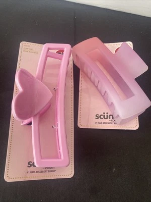Nuevo juego de 2 pinzas para el cabello con garra variante rosa Scunci by Conair Foto 1 de 4