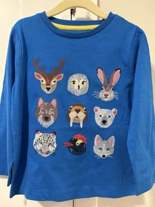 MINI BODEN "ARTIC ANIMALS" Superstitch Embroidered Long Sleeve Shirt Size 3 - 4 - Picture 1 of 6