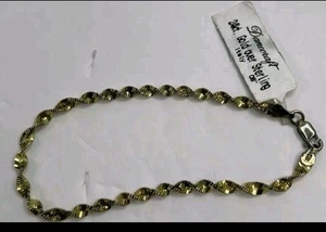 Danecraft 24K Gold Over Sterling Silver Twist Bracelet Italy  7.5". #2  - Picture 1 of 8