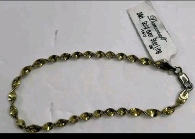 Danecraft 24K Gold Over Sterling Silver Twist Bracelet Italy  7.5". #2  - Image 1 of 4