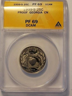 1999 S 25C PROOF STATE QUARTER GEORGIA  ANACS PF 69 DCAM    - Image 1 of 4