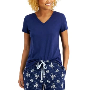 NWT Charter Club Women's Everyday Cotton Blend V-Neck Pajama Top T-Shirt Blue XL - Picture 1 of 2