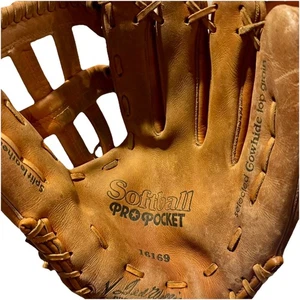 Guante de cuero vintage Sears Roebuck Ted Williams Softbol Pro Pocket 16169 - Imagen 1 de 14