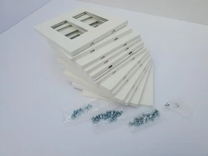 12 pcs 2 Gang Screwless Snap On Decorator Wall Plate Matte White - Picture 1 of 12