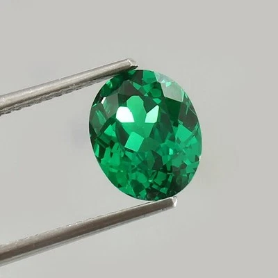 9x7MM Flawless Lab Grown Green Emerald Oval Cut Calibrated Loose Gemstone 2PCS - Image 1 of 4