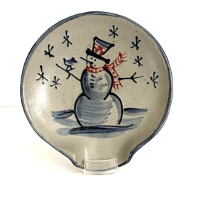 Rowe Pottery muñeco de nieve cuchara resto gres esmaltado con sal 5" hecho en Wisconsin difícil de encontrar - Imagen 1 de 10