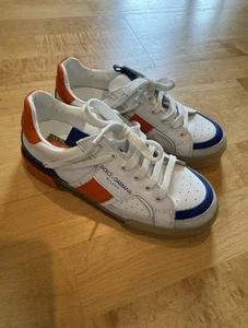 DOLCE & GABBANA Shoes White Leather Sneakers Boys EU 33 / US Size 3 New $380 - Picture 1 of 11