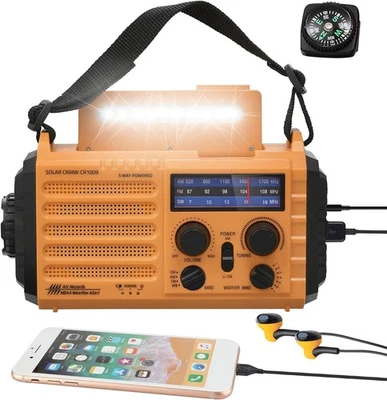 5000 Weather Radio,Solar Hand Crank 5-Way Power Emergency Yellow  - Image 1 of 4