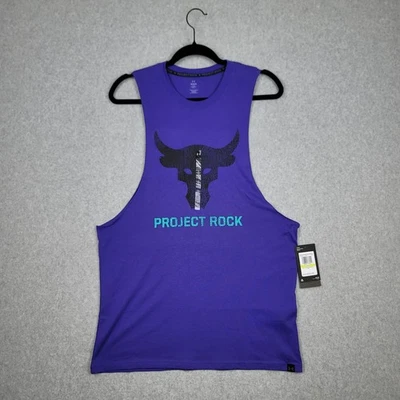 Camiseta sin mangas Under Armour Project Rock Brahma Bull púrpura para hombre talla mediana Foto 1 de 4