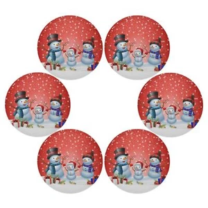 Winter Snowman with Red Christmas Background Round Placemats for Dining Table... - Picture 1 of 7