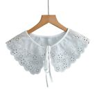 Women Sweet Girls Faux Collar Shawl Embroidery Little Floral Scalloped Cape