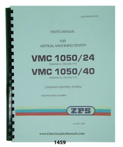ZPS/TAJMAC Vertical Machining Center VMC1050/24 & VMC1050/40 Parts Manual #1459 - Picture 1 of 9