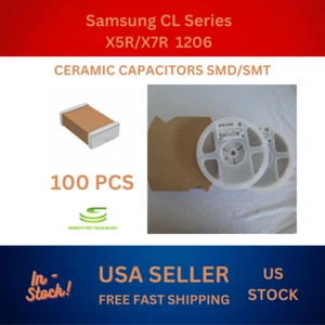 100pcs, CAPACITOR CERAMIC, 22UF 25V X5R 1206, SAMSUNG, U.S. STOCK, FREE SHIPPING - Picture 1 of 4