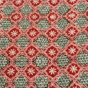 MIND THE GAP CURTAIN/UPH FABRIC "RASIYA" 3 METRES RED/GREEN - 100% LINEN - Picture 1 of 6